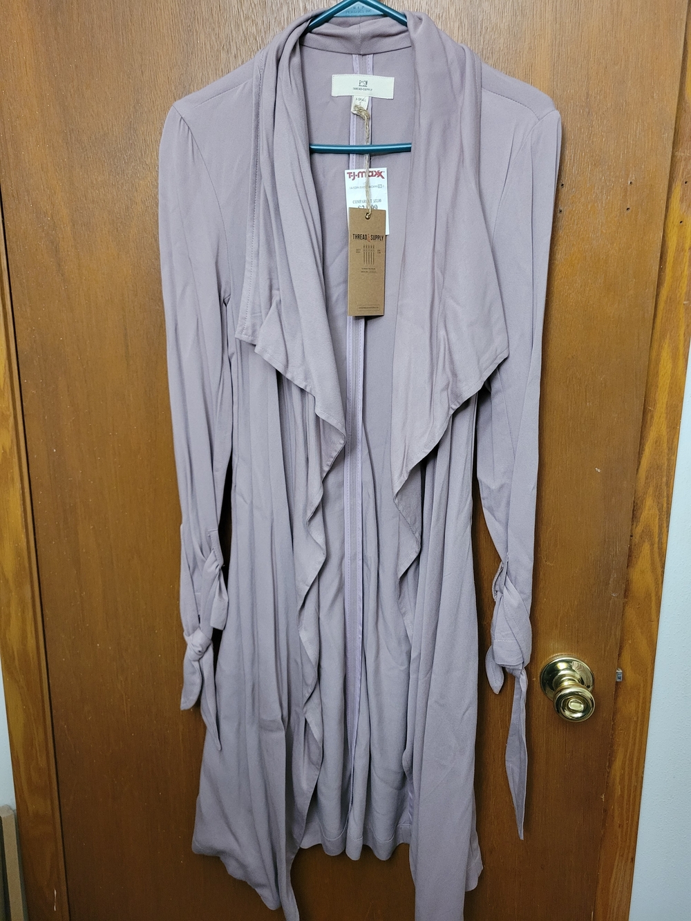 Thread & Supply Mauve Draped Long Cardigan
